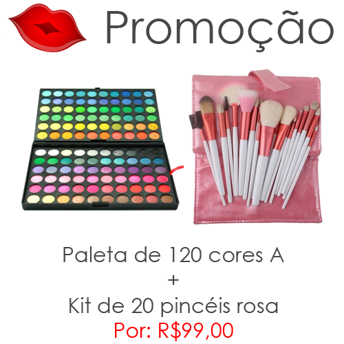 #1 Promo - Paleta de 120 cores A + Kit de 20 pincéis rosa